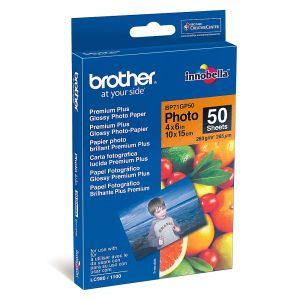 Brother BP71GP50 Premium Plus Glossy Photo Paper, A6 (4x6"), 50 Sheets