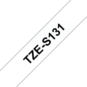 Tape Black on Clear Brother TZe-S131