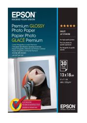 Фотохартия EPSON C13S042154 Premium Glossy Photo Paper, 130 x 180 mm, 255g/m2, 30 Sheets