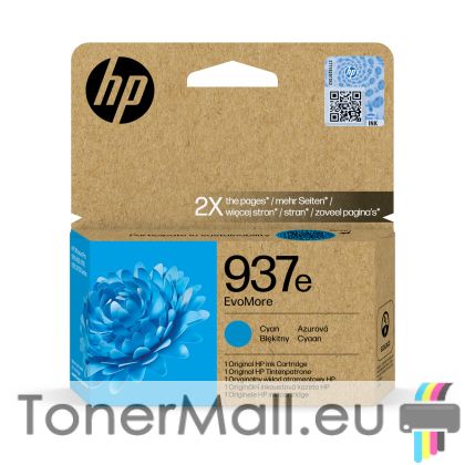 Мастилена касета HP 937e EvoMore Cyan, 4S6W6NE