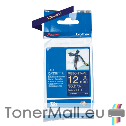 Tape Gold on Navy Blue Brother TZE-RN34