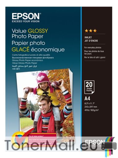 Фотохартия EPSON C13S400035 Value Glossy Photo Paper, A4, 183g/m2, 20 Sheets