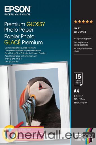 Фотохартия EPSON C13S042155 Premium Glossy Photo Paper A4, 255gsm, 15 sheets