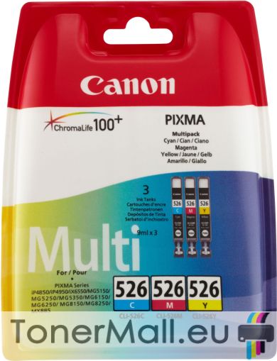 Комплект цветни мастилени касети Canon CLI-526 C/M/Y Pack (4541B009AA)