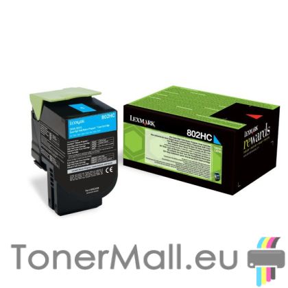 Оригинална тонер касета LEXMARK 802HC (Cyan)