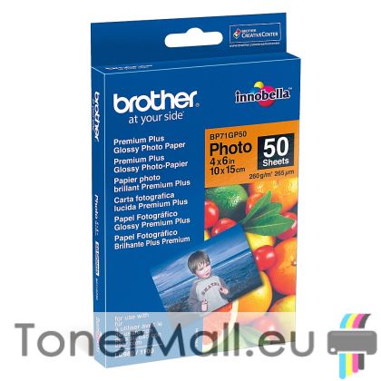 Brother BP71GP50 Premium Plus Glossy Photo Paper, A6 (4x6"), 50 Sheets