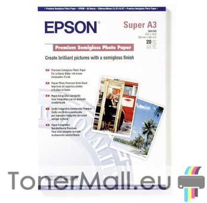 Фотохартия EPSON C13S041328 Premium Semigloss Photo Paper, DIN A3+, 251g/m2 (20 sheets)