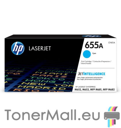 Оригинална тонер касета HP 655A (CF451A) Cyan