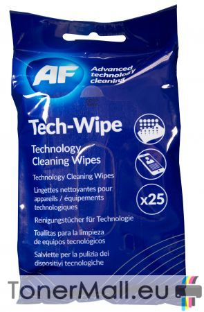 Навлажнени почистващи кърпи за смартфони 25 бр. в пакет AF MTW025P