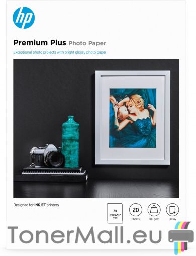 HP Premium Plus Glossy Photo Paper - 20 sht / A4 / 210 x 297 mm (CR672A)