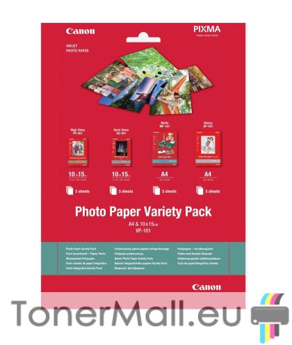 Фотохартия Canon Photo Paper Variety Pack VP-101, A4 + 10x15cm, 20 sheets, 0775B079AA