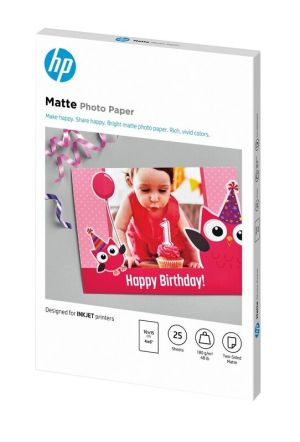 Фотохартия HP Two-Sided Matte FSC Photo Paper 25 sht, 10 x 15 cm, 180g/m2, 7HF70A