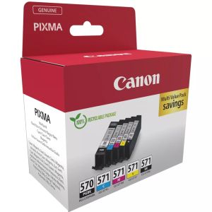 Комплект 5бр. мастилени касети Canon PGI-570 PGBK / CLI-571 C/M/Y/BK Multi-Pack (0372C006AA)