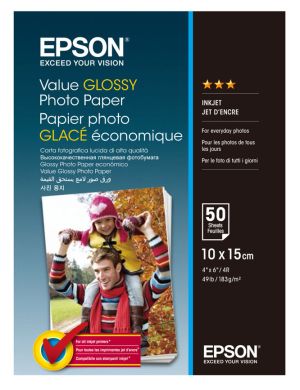 Фотохартия EPSON C13S400038 Value Glossy Photo Paper, 10 x 15 cm, 183g/m2, 50 Sheets