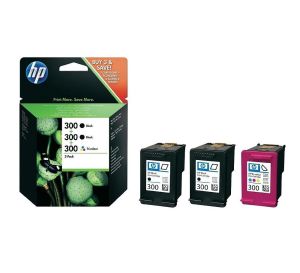 Комплект 3бр. мастилени касети 2 х HP 300 (Black) и 1 x HP 300 (Tri-Colour)