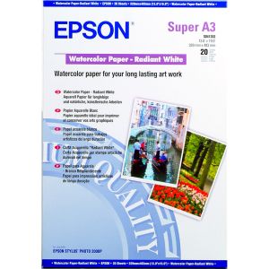 Фотохартия EPSON C13S041352 Water Color Paper - Radiant White, A3+, 190 g/m2, 20 sheets