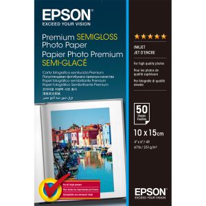 Фотохартия EPSON C13S041765 Premium Semigloss Photo Paper, 10x15 cm., 251 g/m2, 50 sheets