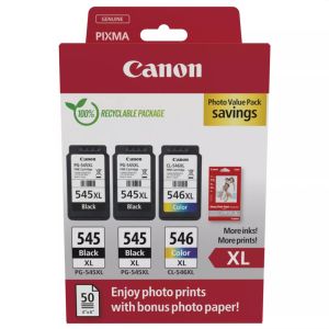 Комплект 3бр. мастилени касети 2 x Canon PG-545XL / CL-546XL Photo Value Pack 8286B015AA