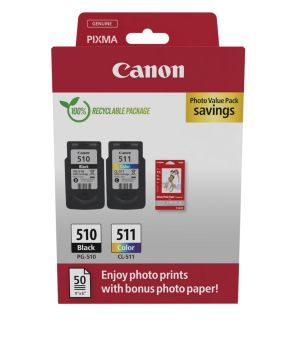 Комплект 2бр. мастилени касети Canon PG-510 Black / CL-511 Color Photo Value Pack, 2970B017AA
