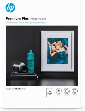 HP Premium Plus Glossy Photo Paper - 20 sht / A4 / 210 x 297 mm (CR672A)